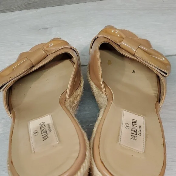 Valentino Garavani Womens Espadrille Wedge Leather Sandals shoes sz 40.5/10.5